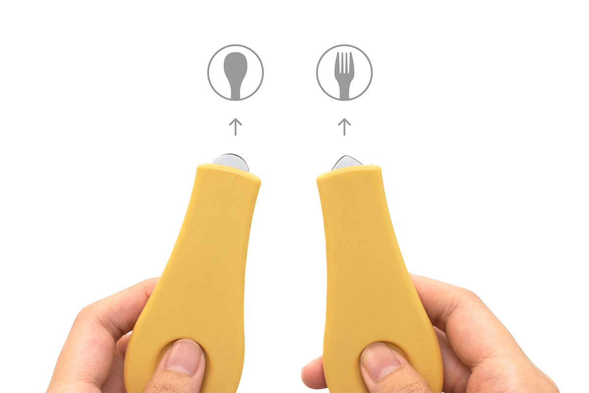 designed shape that tells apart fork and spoon