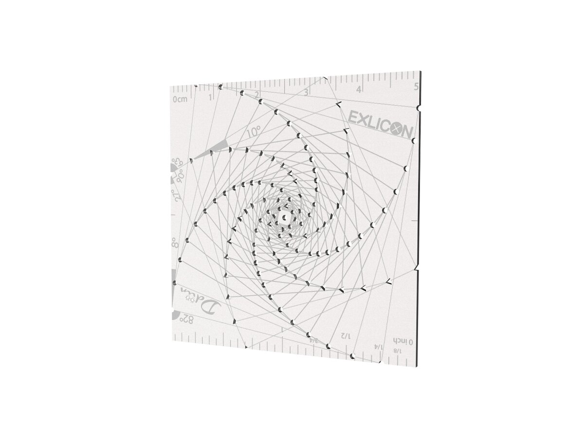 A white square with a spiral patternDescription automatically generated